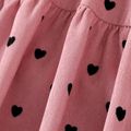 Kid Girl Heart Print Ruffle Collar Long-sleeve Pink Dress Pink image 4