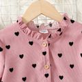 Kid Girl Heart Print Ruffle Collar Long-sleeve Pink Dress Pink image 2