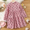 Kid Girl Heart Print Ruffle Collar Long-sleeve Pink Dress Pink image 3