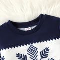 2pcs Kid Boy Christmas Snowflake Print Sweatshirt and Elasticized Pants Set Dark Blue image 4