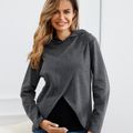 Maternity Criss Cross Front Long-sleeve Hooded Pullover Grey image 2