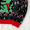 Christmas Dinosaur Graphic Knitted Sweater for Mom and Me Black image 5