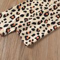 2pcs Kid Girl Leopard Letter Print Sweatshirt and Elasticized Leggings Set Apricot image 5