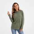 Nursing Solid Half Turtleneck Long-sleeve Pullover Sweatshirt Green