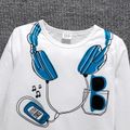 Kid Boy Headphone Print Long-sleeve White Tee ORIGINALWHITE image 3