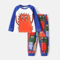 2pcs Toddler Boy Animal Print Raglan Sleeve Tee and Pants Pajamas Sleepwear Set ColorBlock image 1