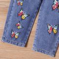 Kid Girl Butterfly Print Elasticized Denim Jeans Blue image 4
