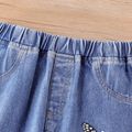 بنطلون جينز مرن بطبعة فراشة للفتيات الصغيرات أزرق image 5