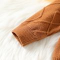 Kid Boy/Kid Girl Basic Solid Color Textured Knit Sweater Brown image 4