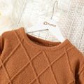 Kid Boy/Kid Girl Basic Solid Color Textured Knit Sweater Brown image 5