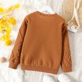 Kid Boy/Kid Girl Basic Solid Color Textured Knit Sweater Brown image 3