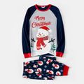 Christmas Snowman & Letter Print Family Matching Raglan-sleeve Pajamas Sets (Flame Resistant) ColorBlock image 2