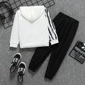 2pcs Kid Boy Tiger Print Hoodie Sweatshirt and Letter Print Pants Set White image 2