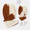 Mommy and Me Long-sleeve Colorblock Textured Sweatshirts and Sweatpants Sets ColorBlock image 1