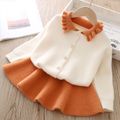 2pcs Toddler Girl Sweet Ruffled Doll Collar Knit Jacket and Blend Skirt Orange image 1