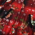Christmas Family Matching Allover Deer & Letter Print Plaid Long-sleeve Zipper Hooded Onesies Pajamas (Flame Resistant) Red image 5