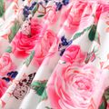 2pcs Kid Girl Floral Print Long-sleeve Tee and Patchwork Denim Jeans Set Pink image 3