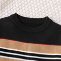 Kid Boy Preppy style Striped Knit Sweater Black image 4