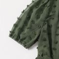 Family Matching Army Green Swiss Dots Cross Wrap V Neck Short-sleeve Dresses and Color Block T-shirts Sets Army green image 3