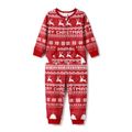 Christmas Family Matching Allover Red Print Long-sleeve Zipper Onesies Pajamas (Flame Resistant) Burgundy image 4
