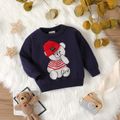 Baby Boy Bear Graphic 3D Hat Detail Long-sleeve Knitted Pullover Sweater Tibetanblue image 1