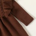 Baby Girl Brown Ruffle Trim Knitted Dress Brown image 4