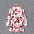 Mommy and Me Allover Floral Print Long-sleeve Sweatshirts Sets Colorful image 2