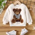 Toddler Girl Playful Bear Embroidered Fleece Sweatshirt OffWhite image 1