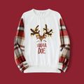 Christmas Family Matching Plaid Long-sleeve Spliced Deer & Letter Print Sweatshirts ColorBlock image 5