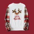 Christmas Family Matching Plaid Long-sleeve Spliced Deer & Letter Print Sweatshirts ColorBlock image 2