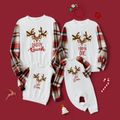 Christmas Family Matching Plaid Long-sleeve Spliced Deer & Letter Print Sweatshirts ColorBlock image 1