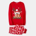 Christmas Family Matching Red Long-sleeve Deer Graphic Allover Print Pajamas Sets (Flame Resistant) Red image 2