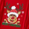 Christmas Family Matching Red Long-sleeve Deer Graphic Allover Print Pajamas Sets (Flame Resistant) Red image 4