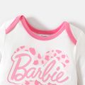 Barbie Baby Girl 100% Cotton Long-sleeve Letter Print Spliced Mesh Jumpsuit White image 4