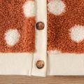 Baby Girl Button Front Allover Dots Sherpa Fleece Thermal Cardigan Coat Caramel image 4