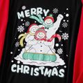 Christmas Family Matching Snowman & Letter Print Red Raglan-sleeve Pajamas Sets (Flame Resistant) redblack image 4