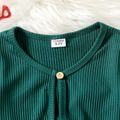 2pcs Kid Girl Christmas Graphic Sleeveless Dress and Green Cardigan Set Green image 4