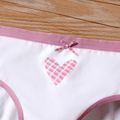 Kid Girl Heart Print/Plaid Briefs Underwear White image 4