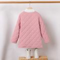 Kid Girl Solid Color Textured Button Design Coat Pink image 4