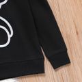 Kid Boy Laser Reflective Bear Print Black Pullover Sweatshirt Black image 5