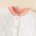 2pcs Baby Girl Colorblock Long-sleeve Textured Jacket and Sweatpants Set PinkyWhite