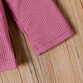 Kid Girl Solid Color Ruffled Ribbed Long-sleeve Tee Rosy