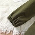Kid Girl 100% Cotton Lapel Collar Button Design Belted Army Green Dress Army green image 4