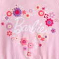 Barbie 2pcs Kid Girl Floral Letter Print Long-sleeve Cotton Pink Tee and Leggings Set pinkpurple image 3