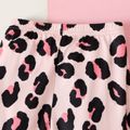 2pcs Baby Girl Letter Print Pink Long-sleeve Knot Crop Top and Leopard Flared Pants Set Pink image 4