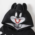 Looney Tunes Baby Boy Halloween Skeleton Print Animal Ears Hooded Long-sleeve Jumpsuit Black image 4