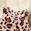 2pcs Kid Girl Leopard Print Sleeveless Fleece Dress and Button Design Cardigan Set Pink image 3