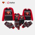 Superman Family Matching Christmas Snowflake Print Graphic Raglan-sleeve Pajamas Sets (Flame Resistant) ColorBlock image 1
