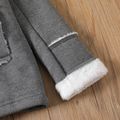 Kid Boy Fleece Lined Lapel Collar Double Breasted Grey Coat Grey image 4