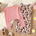 2pcs Kid Girl Leopard Print Sleeveless Fleece Dress and Button Design Cardigan Set Pink image 5